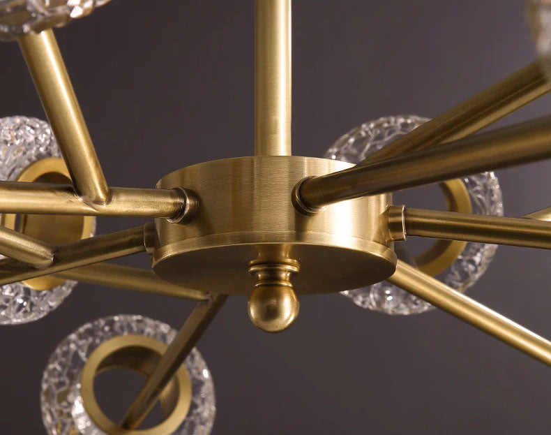 Golden Halo Circlets Modern LED Crystal Shape Glass Chandelier Luxurious Gold Light Fixture