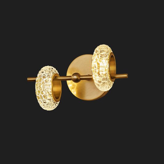 Golden Halo Circlets Modern LED Crystal Shape Glass Sconce Luxurious Gold Light Fixture