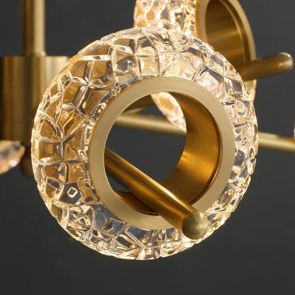 Golden Halo Circlets Modern LED Crystal Shape Glass Sconce Luxurious Gold Light Fixture