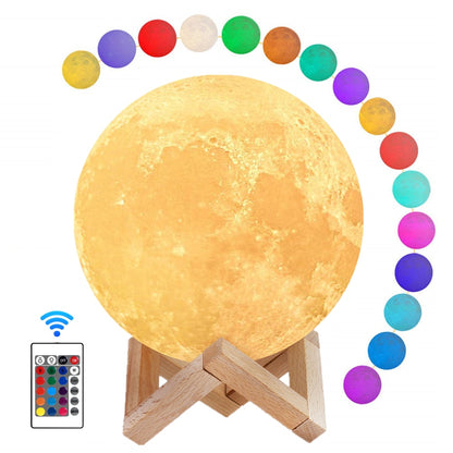 Lunar Glow LED Moon Lamp – Versatile 16-Color Remote & Touch Control Night Light