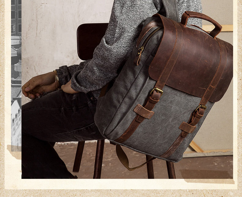 Canvas Leather Backpack