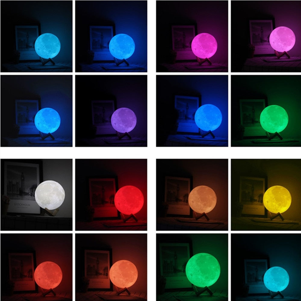 Lunar Glow LED Moon Lamp – Versatile 16-Color Remote & Touch Control Night Light