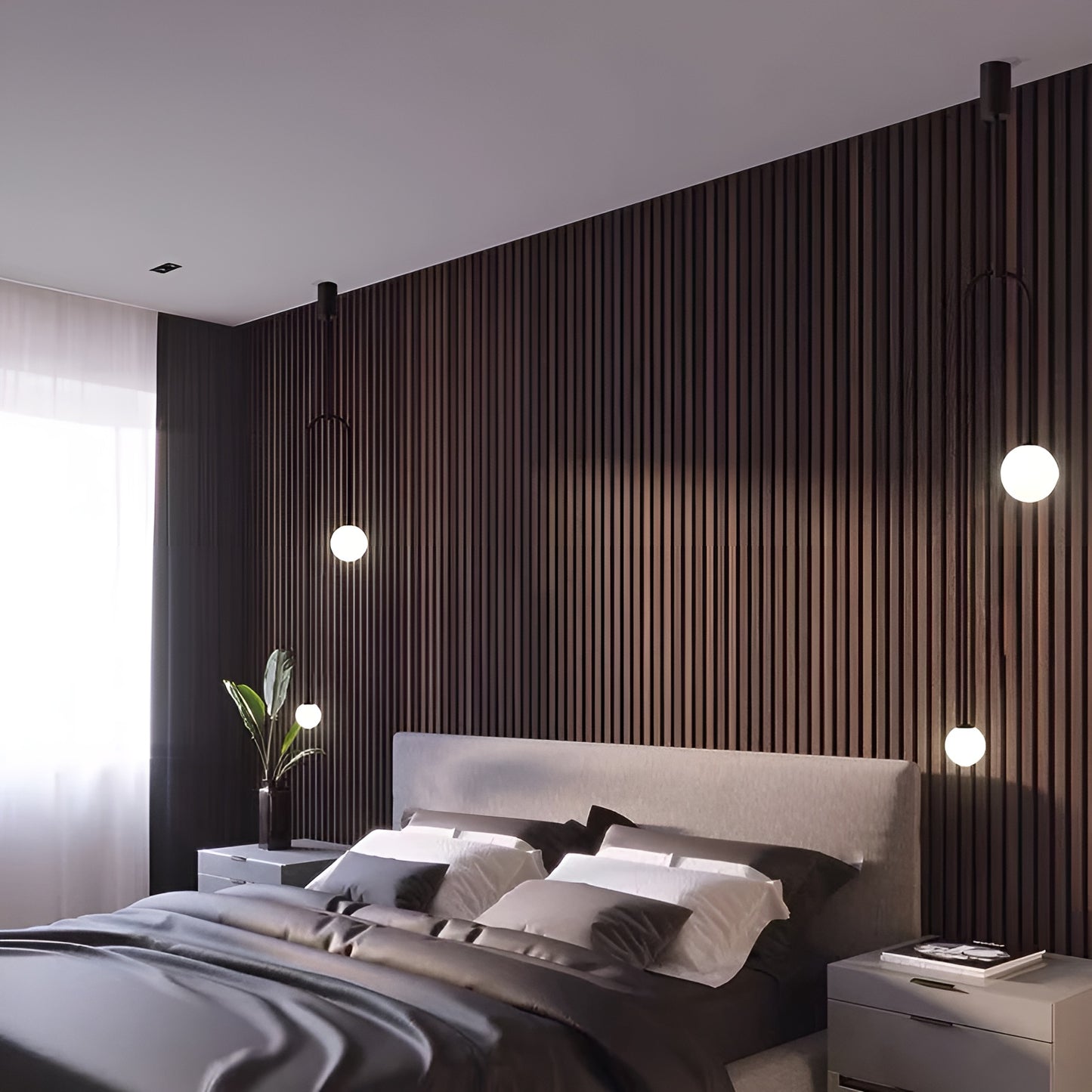 Sleek Dual Orb Pendant Light - Modern Minimalist Bedroom Accent Light