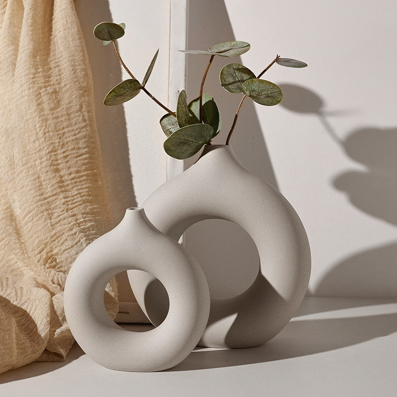 Modern Circle Ring Ceramic Vase