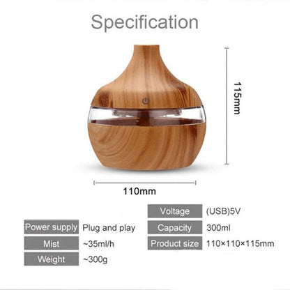 Wood Grain Humidifier Diffuser with Light Ring