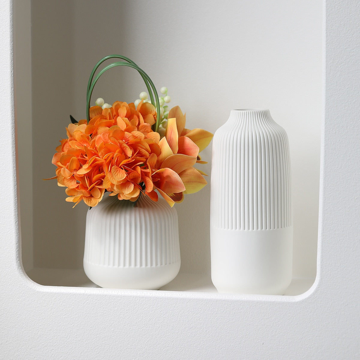 Ribbed Ceramic Vases