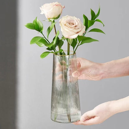 Textured Glass Flower Vase with Gold Accent