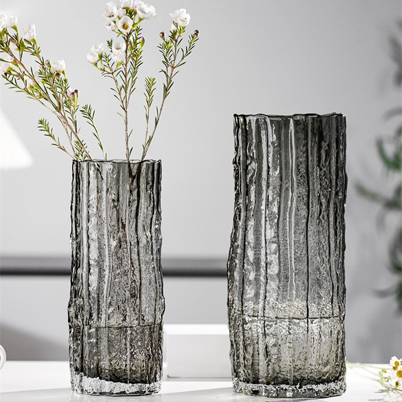 Artistic Glass Rock Vase with Tree Pattern