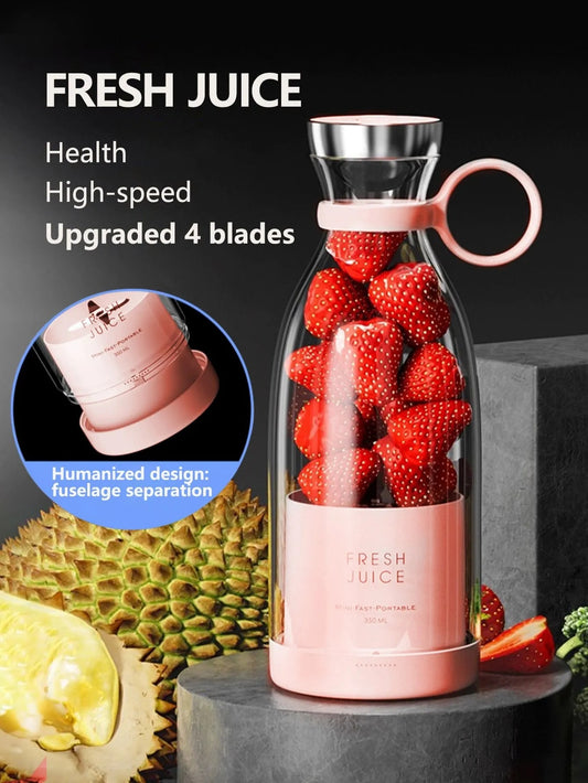 SwiftJuice Portable Blender – 500ml, Fast-Blend, 4-Blade Design with Long Battery Life