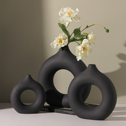 Modern Circle Ring Ceramic Vase