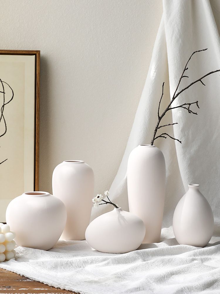 Contemporary White Ceramic Bud Vases