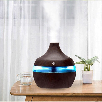 Wood Grain Humidifier Diffuser with Light Ring