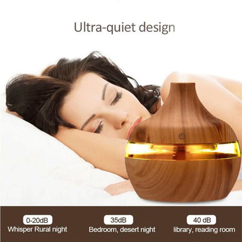 Wood Grain Humidifier Diffuser with Light Ring