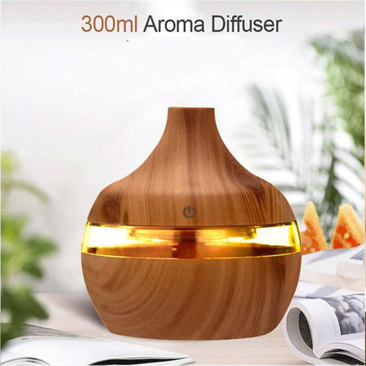 Wood Grain Humidifier Diffuser with Light Ring