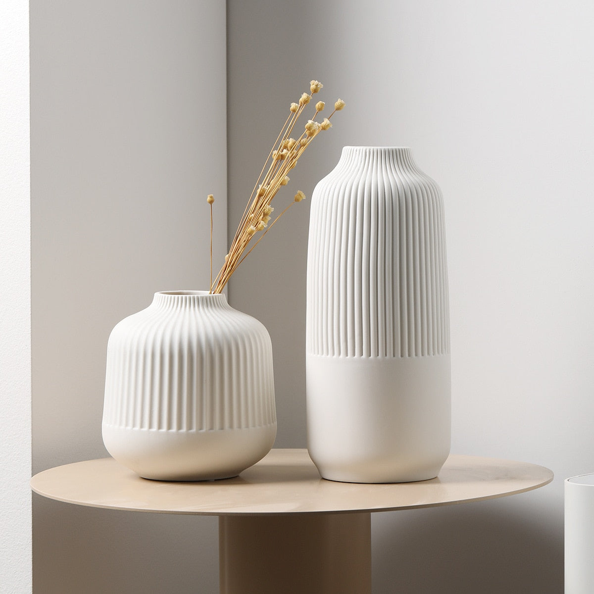 Ribbed Ceramic Vases