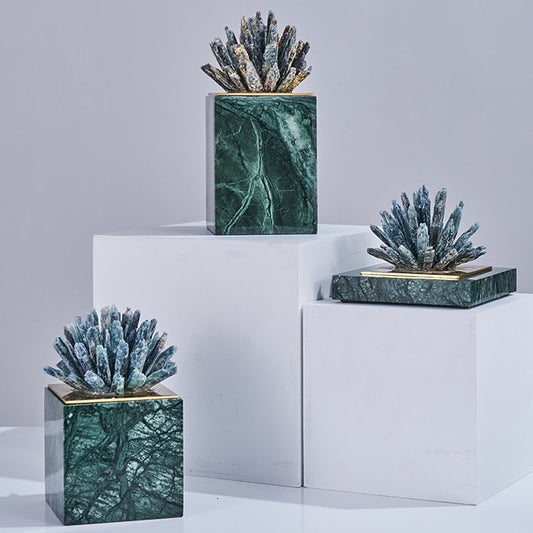 Luxury Crystal Structures on Marble Rectangular Base