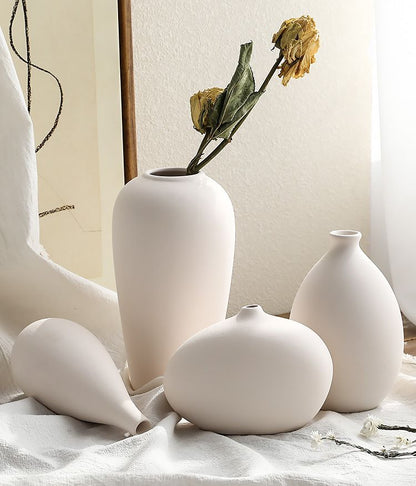Contemporary White Ceramic Bud Vases