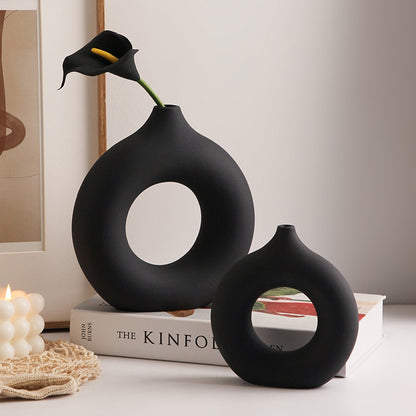 Modern Circle Ring Ceramic Vase