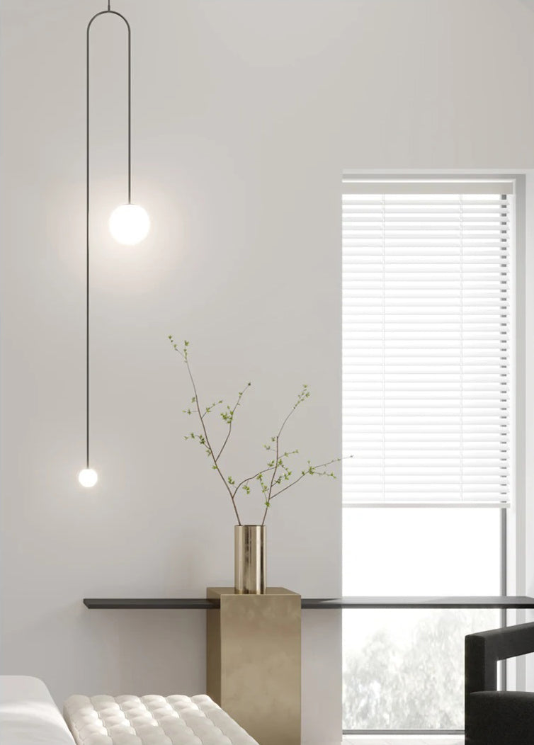 Sleek Dual Orb Pendant Light - Modern Minimalist Bedroom Accent Light