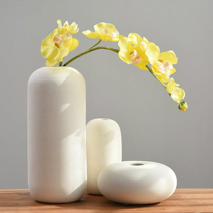 Minimalist Ceramic Ribbed Vase