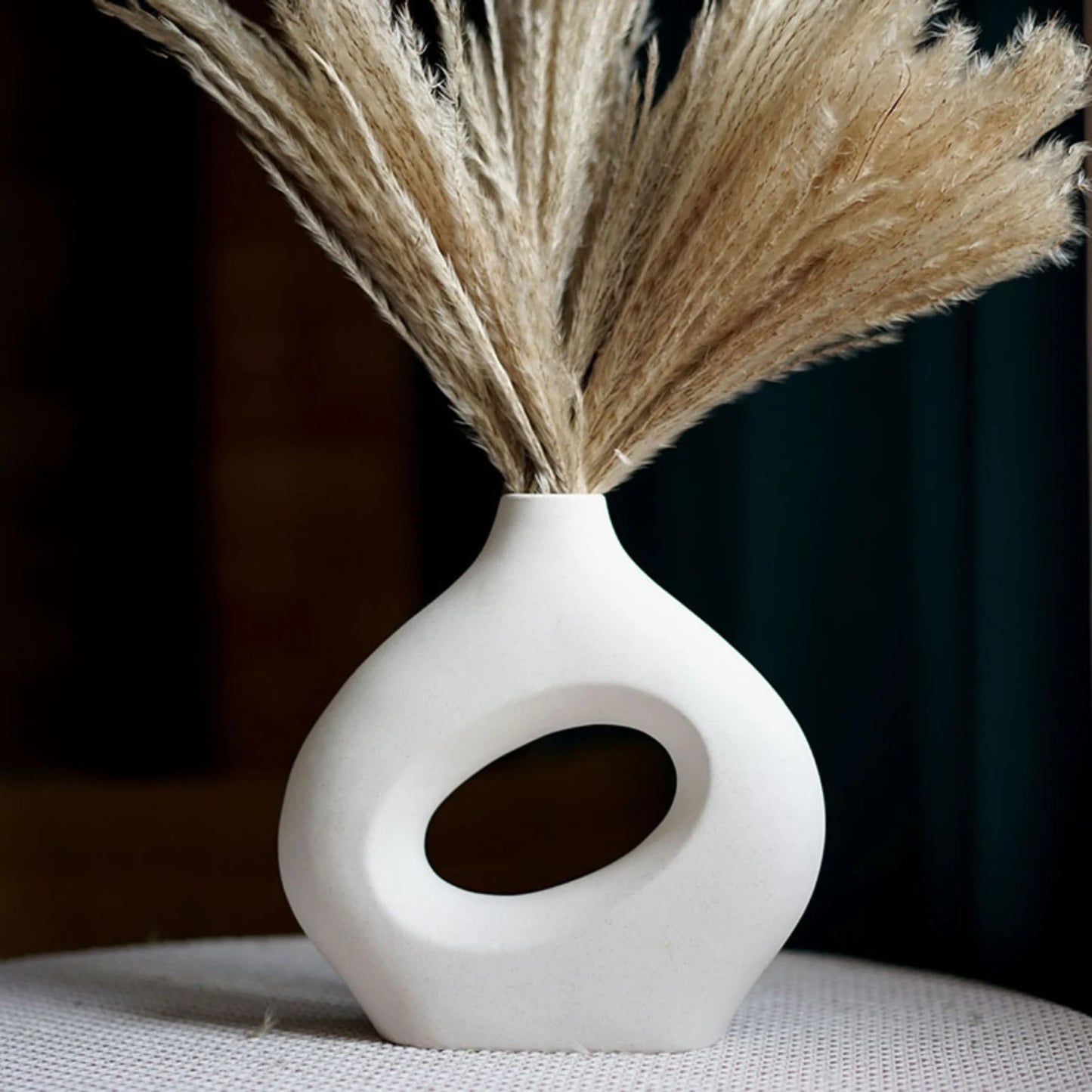 Unique Oval Ring Ceramic Vase
